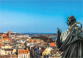 Flizelin fotótapéta Kopernikusz város panoráma folyó barna 416x254 +ragasztó