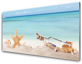 Üvegfotó Starfish Shells Beach 125x50 cm 2 fogas