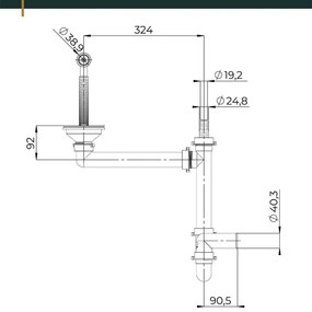 SINK Quality Mosogató Quality Ferrum 40, konyhai gránit mosogató 400x500x195 mm + szifon, fekete, SKQ-FER.C.1K40.X