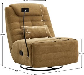 Luxus forgó fotel, hintafotel, mustársárga, UMRBO