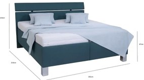 ALIS kárpitozott ágy tárolóval, matrac nélkül, 180x200 cm, petrolkék