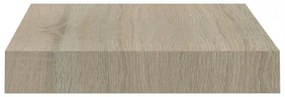 2 db tölgyszínű MDF lebegő fali polc 23 x 23,5 x 3,8 cm