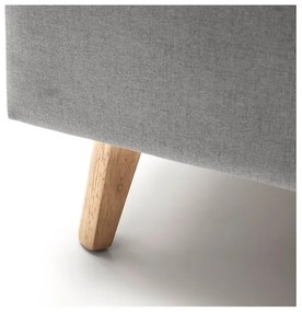 Világosszürke kárpitozott ágyneműtartós franciaágy ágyráccsal 180x200 cm Frieda – Meise Möbel