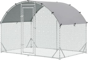 PawHut Kiskacsa Ól Szabadterű Kerítés Acélból, 280 x 190 x 197 cm Kiskacsa Ketrec UV-álló Borítással, Ajtóval, 4-6 Kiskacsához és Kisebb Állatokhoz, E