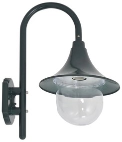 sötétzöld alumínium kerti falilámpa, E27, 42 cm