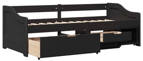 Napozóágy 3 fiókkal matrac nélkül IRUN Fekete 90x200 cm