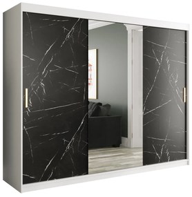 Ruhásszekrény 250 cm Marbelo T1 (matt fehér + fekete márvány). 1064579