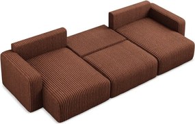 Terrakotta színű kordbársony kinyitható-tárolóhelyes (U alakú) sarokkanapé Kona – Makamii