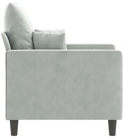 világosszürke bársony kanapéfotel 60 cm