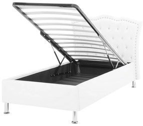 Fehér műbőr ágyneműtartós ágy 90 x 200 cm METZ Beliani