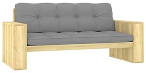 vidaXL impregnált fenyőfa kerti pad szürke párnákkal 179 cm