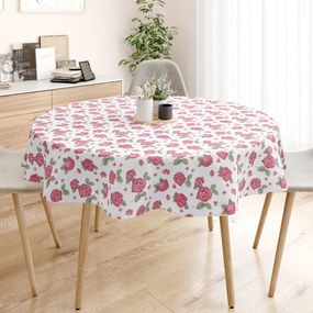 Goldea loneta dekoratív asztalterítő - rózsaszín hortenziák - kör alakú Ø 100 cm