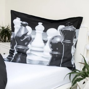 Fekete-fehér egyszemélyes pamut gyerek ágyneműhuzat 140x200 cm Chess – Jerry Fabrics