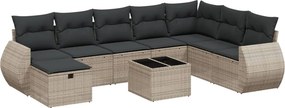 vidaXL 9 részes szürke polyrattan kerti ülőgarnitúra párnákkal