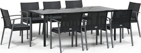 vidaXL 9 részes polyrattan és acél kerti étkezőgarnitúra párnával