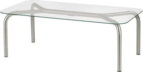 Ezüstszínű dohányzóasztal üveg asztallappal 60x110 cm Uku – noo.ma