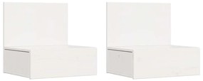 Éjjeli asztal 2 pcs Fehér 42 x 32.5 x 40 cm Tömör fenyőfa