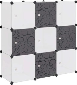vidaXL fekete és fehér kocka alakú tároló 9 tárolórekesszel