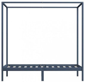 szürke tömör fenyőfa baldachinos ágykeret 100 x 200 cm