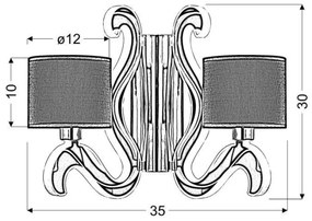 LED fali lámpa AMBROSIA 2xE14/40W/230V + LED/12,3W réz