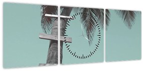 Kép - Palma a Karib-tengeren (órával) (90x30 cm)