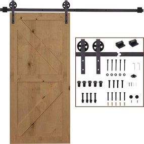 HOMCOM 183 cm-es Csúszóajtó Hardver Készlet Padlóvezető Síkkal Belső Ajtókhoz, 1 Ajtóhoz, Fa Ajtóhoz | Aosom