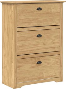 vidaXL Cipőtartó fiókkal BODO Méz barna 80 x 35 x 118 cm Faanyag