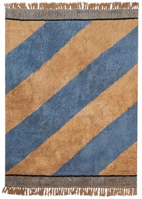 Kék és barna csíkos pamut szőnyeg 140 x 200 cm XULUF Beliani