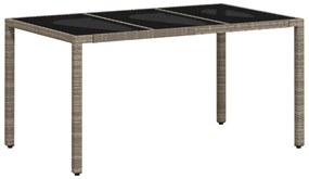 világosszürke polyrattan üveglapos kerti asztal 150x90x75 cm