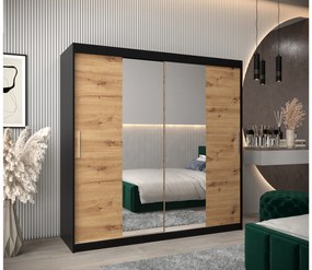 Ruhásszekrény 200 cm Toki 1 (matt fekete + artisan tölgy). 1064935