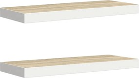 vidaXL 2 db tölgyszínű és fehér MDF lebegő fali polc 60x23,5x3,8 cm
