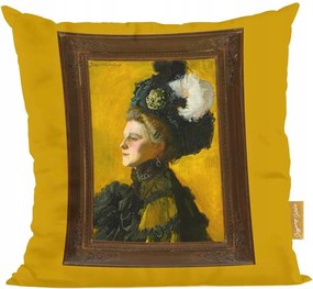 Párna Hedvig művész feleségének portréja sárga alapon Mehoffer József