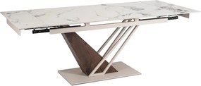 Stół Rozkładany Prostokątny REX 160-220 cm Kaszmirowy Marmur/Orzech