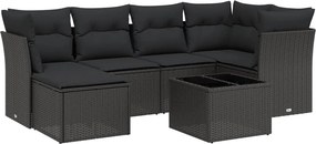 vidaXL 7 részes fekete polyrattan kerti ülőgarnitúra párnával