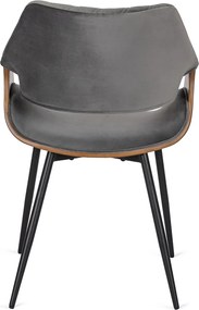 DAKOTA bársony szék szürke / dió színben