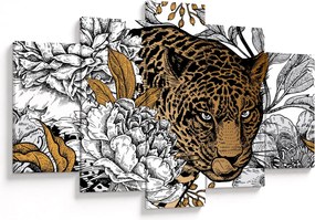 Kép - leopárd a virágok között (150x105 cm)