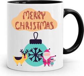 Fekete Karácsonyi Bögre Mikulásra, fényképes nyomtatással