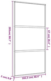 aranyszínű ESG tejüveg és alumínium tolóajtó 102,5 x 205 cm