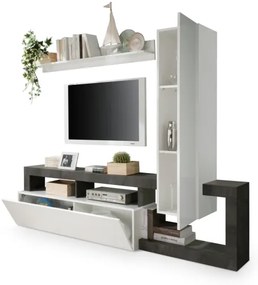 LENOR nappali szekrénysor fehér/antracit