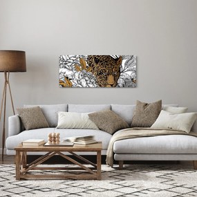 Kép - leopárd a virágok között (120x50 cm)