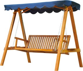 Outsunny 3-Fős Fa Kerti Hinta Napernyővel 210x130x185cm | Aosom