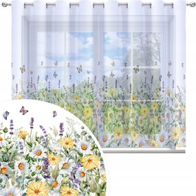 Függöny Kész 300x150 Fátyol Festett Virág Mintás 807