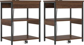 vidaXL Éjjeliszekrény 2 pcs Barna Tölgy 41 x 31 x 51 cm Faanyag