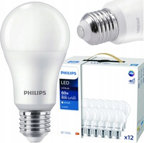 12 db E27 Led izzó Philips 8W 60W 806lm Meleg fehér fény 3000K LEDbulb