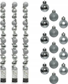 Kis karácsonyfadísz 3cm műanyag dísz x14 Ezüst karácsonyfadísz