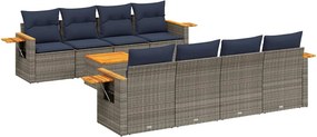 vidaXL 9 részes szürke polyrattan kerti ülőgarnitúra párnával