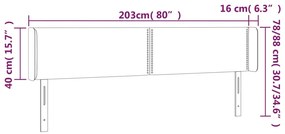 fekete bársony LED-es fejtámla 203 x 16 x 78/88 cm