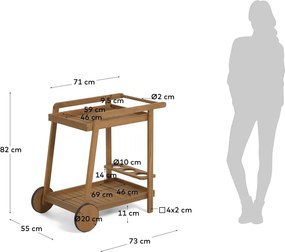 Akácfa zsúrkocsi 55x73 cm Felisa – Kave Home