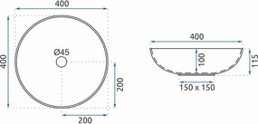 Rea ARTE mosdó, 40 x 40 cm, kék, REA-U0267