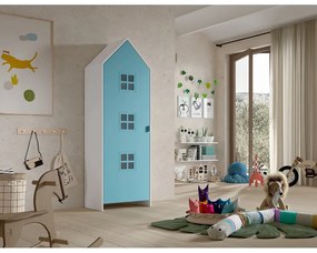 Fehér-világoskék gyerek ruhásszekrény 58x172x37 cm Casami Bruges – Vipack